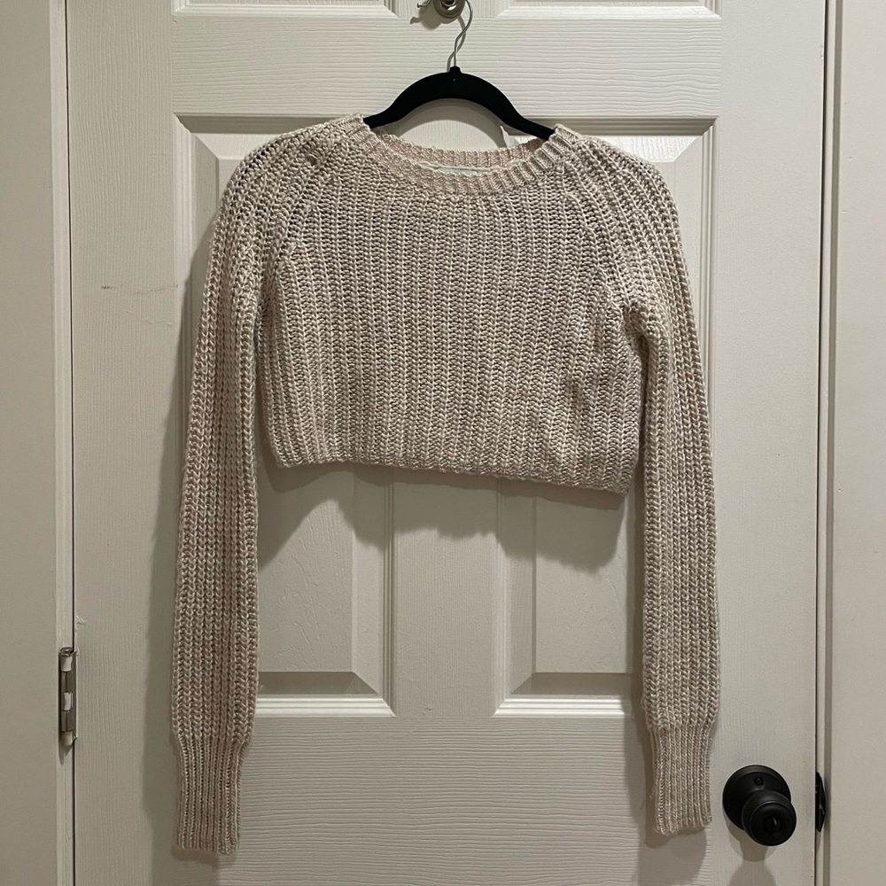 UO cropped cream sweater